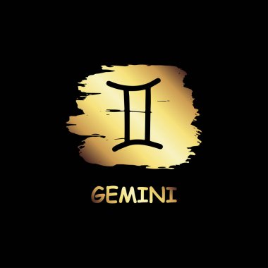 Gemini zodyak altın ikon vektörü