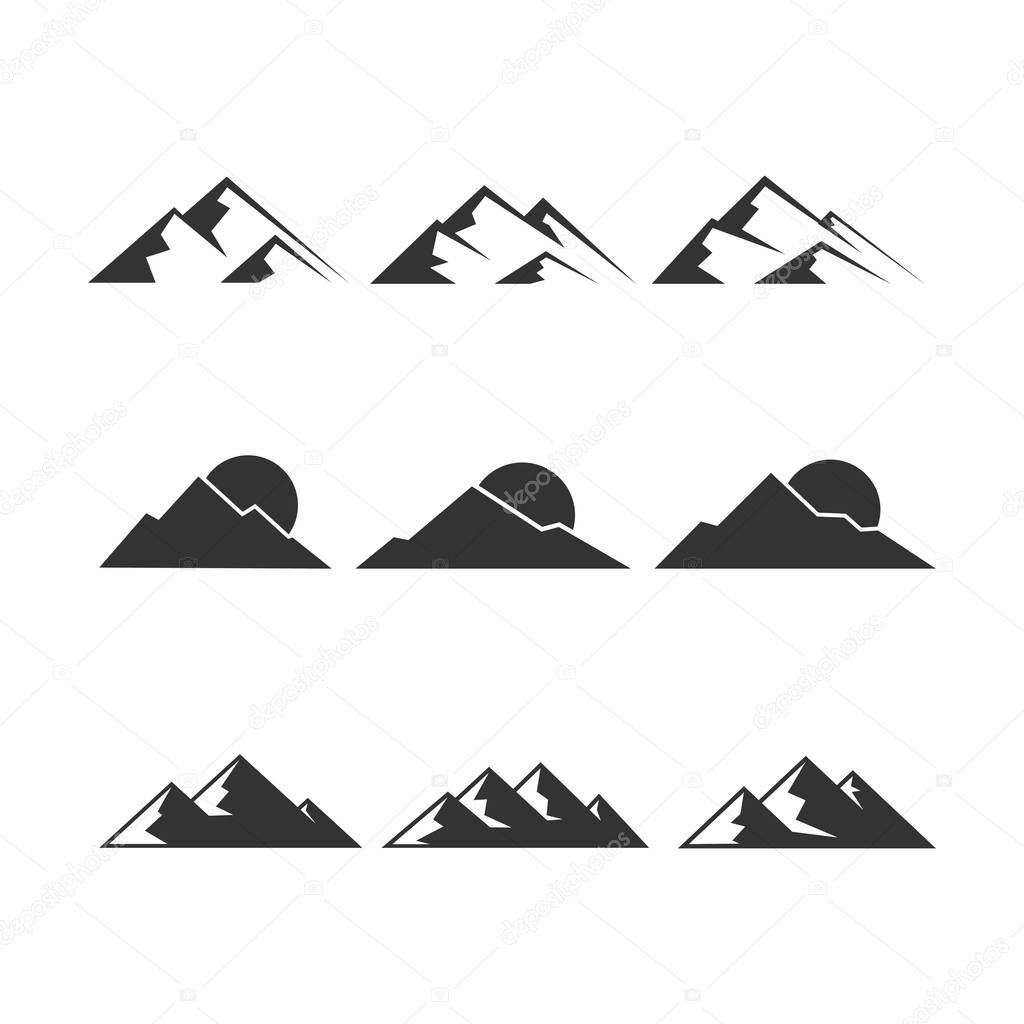 Mountain vector icons set Illustrations