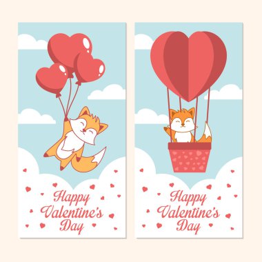 Basit, şirin tilkiler, Sevgililer Günü kartı.