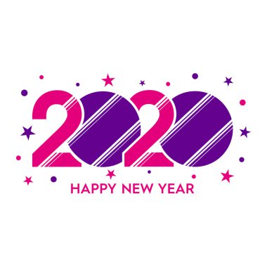 Mutlu yıllar 2020 vektör şablonu.