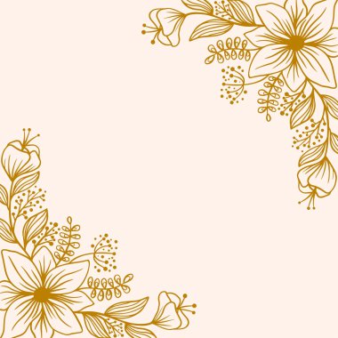 Altın dekoratif çiçek arkaplan vektör illüstrasyonu, altın çiçekleri