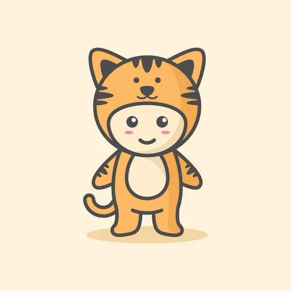 Niedliche Katze Kostüm Charakter Vektor Illustration — Stockvektor