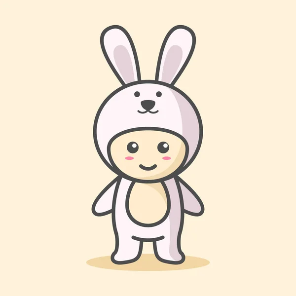 Niedliche Kaninchen Kostüm Charakter Vektor Illustration — Stockvektor