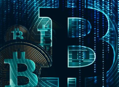 Kavram Bitcoin 3d arka plan