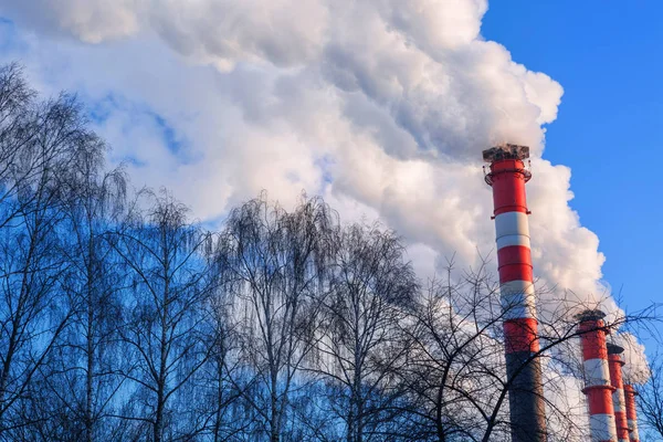 Smoke from the pipes. Contamination of the atmosphere. — Stock Photo, Image