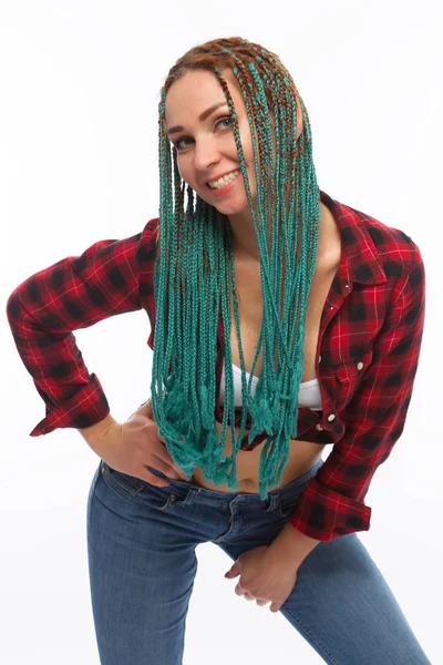 Vacker Europeisk Flicka Med Dreadlocks — Stockfoto