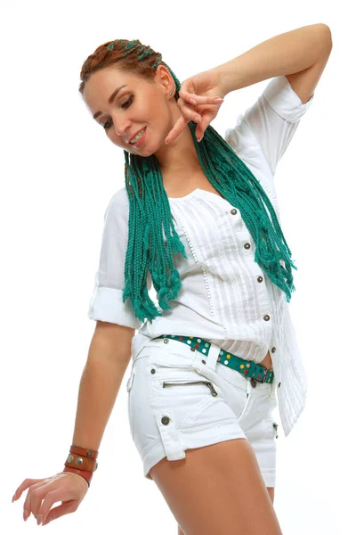 Beautiful European Girl Dreadlocks — Stock Photo, Image