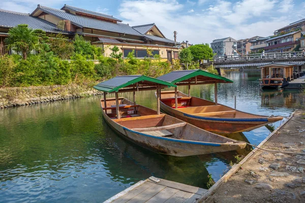 Rivière Katsura Kyoto Japon Avec Quelques Bateaux Japonais Traditionnels — Photo