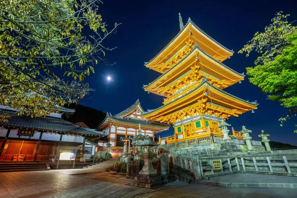 Kyoto Japão Templo Kiyomizu Dera Noite — Fotografia de Stock