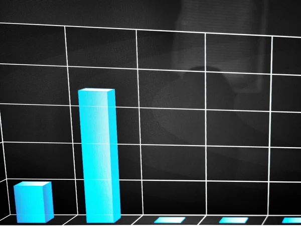 Blue vertical chart on a black background of business growth and fall.