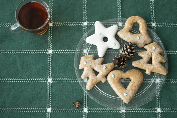 Una Taza Caliente Aromático Con Pan Jengibre Sabor Las Próximas — Foto de Stock