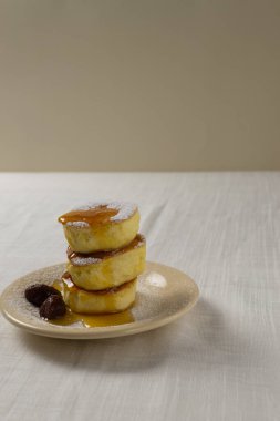 Şekerli ev yapımı Japon krepleri. Sağlıklı yeme kavramı.