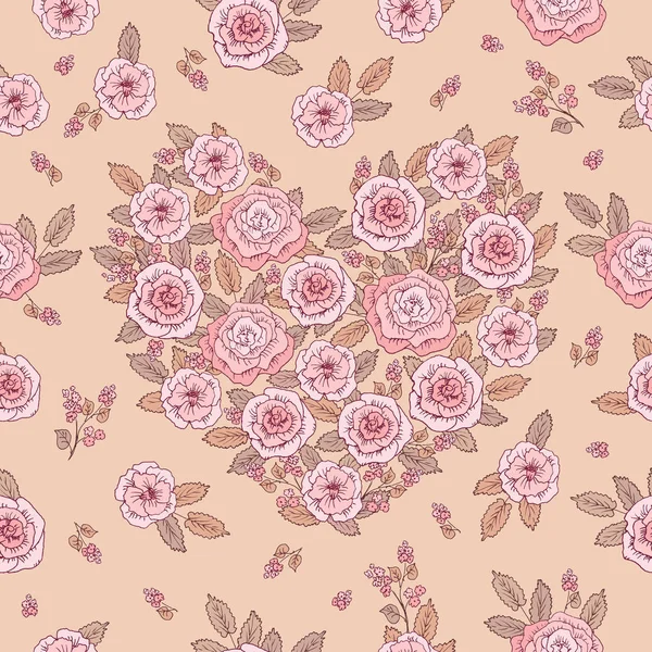 Η καρδιά των ροζ λουλουδιών — Διανυσματικό Αρχείο