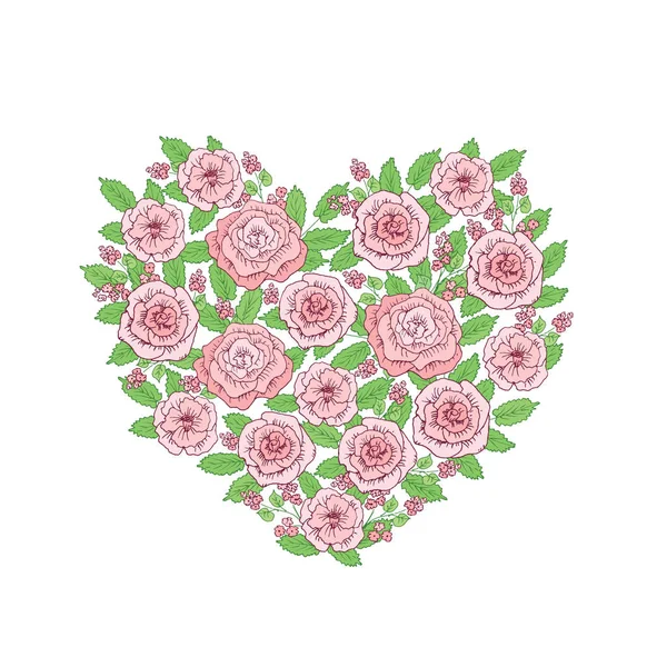 Heart of pink flowers — Stock Vector