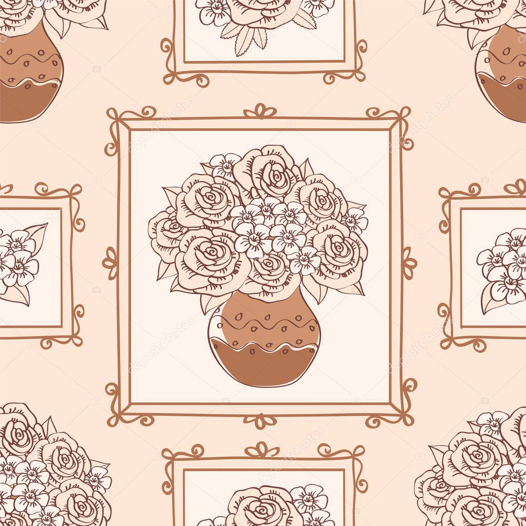 pattern with bouquet of roses