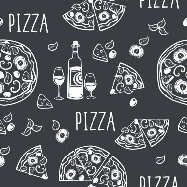 Elle çizilmiş pizza desen