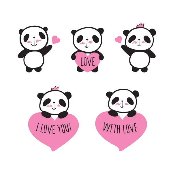 Χαριτωμένο panda αρκούδες σετ — Διανυσματικό Αρχείο