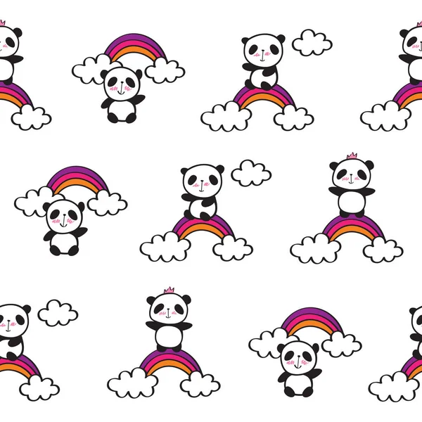 Lindo patrón de osos panda — Vector de stock