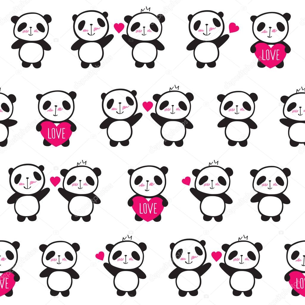 Cute panda bears pattern