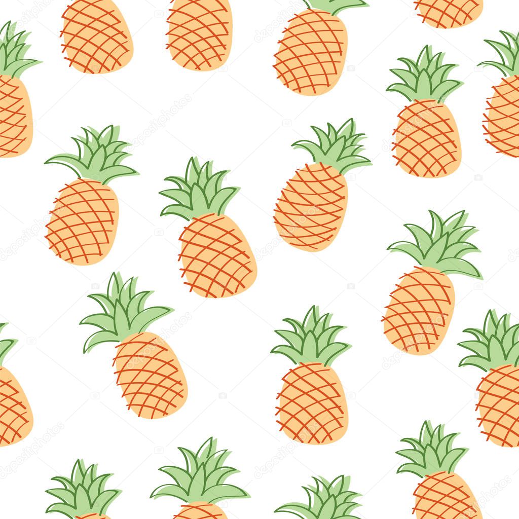 Hand drawn pineapples pattern 