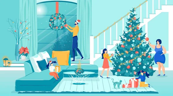 Decoración del hogar para la celebración de las fiestas de invierno — Vector de stock