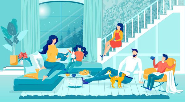 Теплые семейные ночи, когда зима холодная на улице
