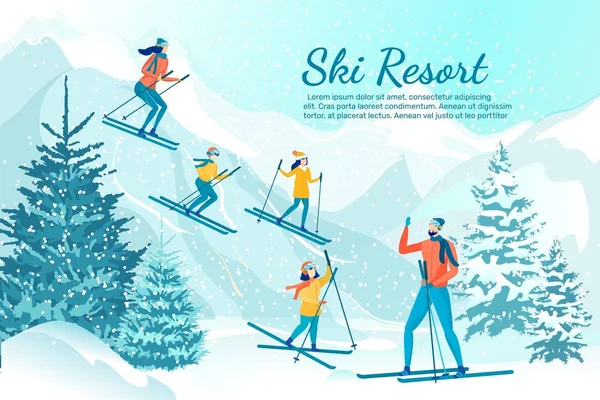 Ski Resort Banner s kopírovacím prostorem pro text navíc — Stockový vektor