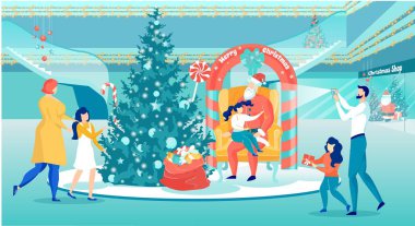 Noel Baba Noel Dükkanı 'nda Çocukla Kol Sandalyesinde