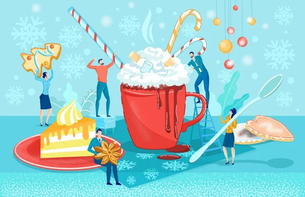 Bebidas, Mantener a los amigos calientes durante todo el frío invierno — Archivo Imágenes Vectoriales
