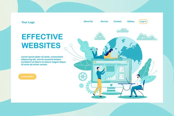 Effectieve Website Landing Page Vector Sjabloon — Stockvector