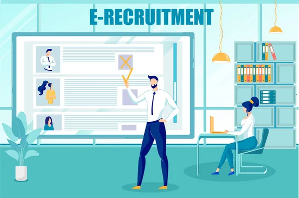 E-recruitment o di lavoro online e candidati Cerca . — Vettoriale Stock