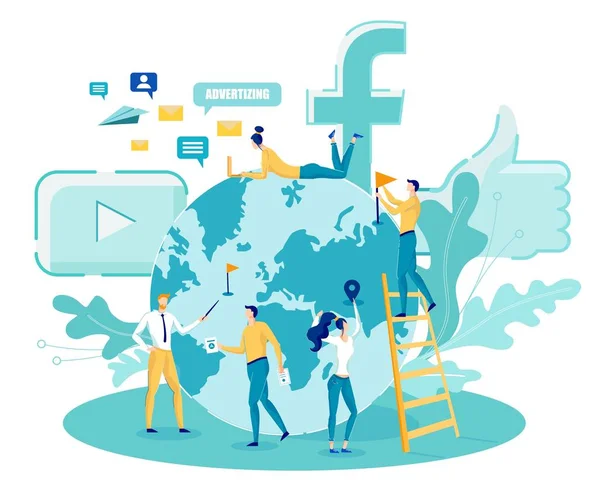 Global digital social annonsering Marknadsföring av medier — Stock vektor