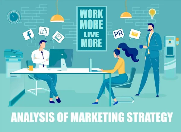 Τμήμα ανάλυσης στρατηγικής μάρκετινγκ Εργαζόμενοι. — Διανυσματικό Αρχείο
