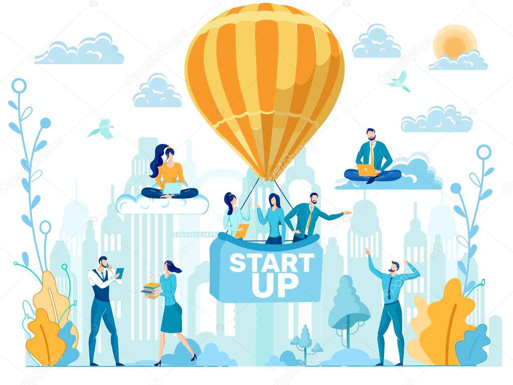 Starting Successful Startup Flat Vector Concept