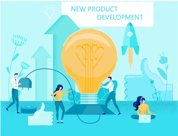 Új fejlett termékfejlesztés és piacra dobás. — Stock Vector