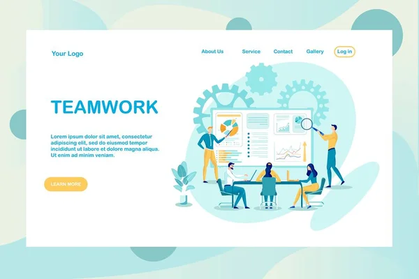 Creative Teamwork Landing Page Vector sablon — Stock Vector