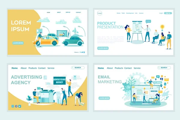 Product Presentation Landing Page Template Set — 스톡 벡터
