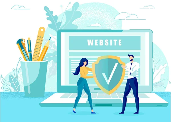 Gegevensbescherming voor Website en Cybersecurity — Stockvector