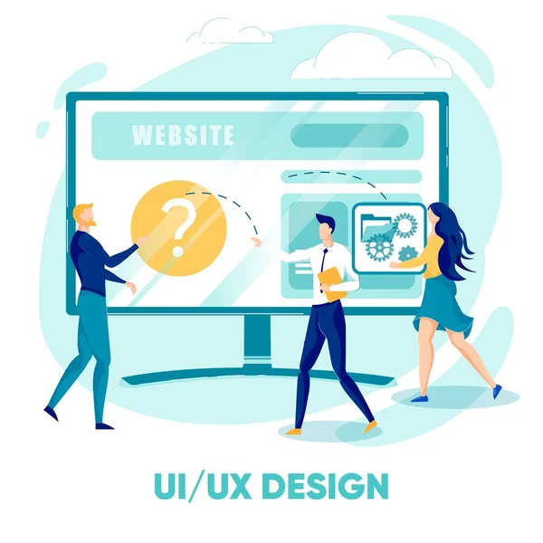 Ui UX Design Concept, User Clicking Button Flat. — Stock vektor
