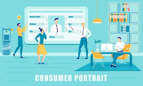 Portrétní analýza spotřebitelů, vztahy se zákazníky. — Stockový vektor