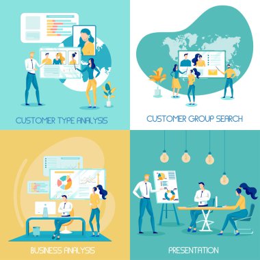 Client Type Analysis Flat Social Media Banners Set