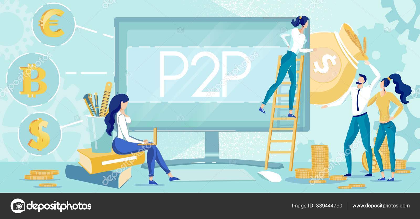 P2P Peer-to-Peer Lending and Business Investment Stock Vector by ©fourSage  339444790