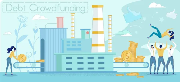 Crowdfunding de deuda y póster de inversión de la industria — Vector de stock