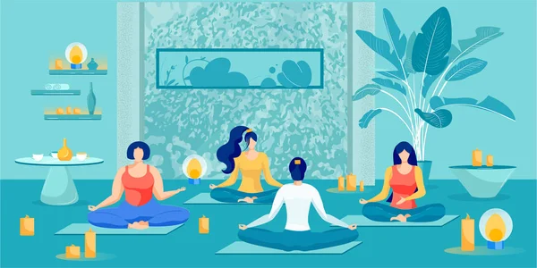 Meditation and Breathing Exercise Women Class — ストックベクタ