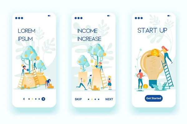 Income Increase, Invest in Startup Mobile App Set — 스톡 벡터