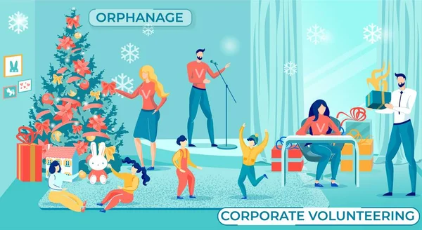 Corporate Volunteering für Sammlung Weihnachtsgeschenke — Stockvektor