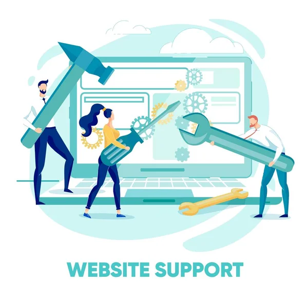 Webbplatssupport Banner, Technical Services Flat. — Stock vektor