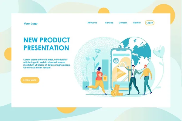 Nuevo producto Presentación global Landing Page plana — Vector de stock