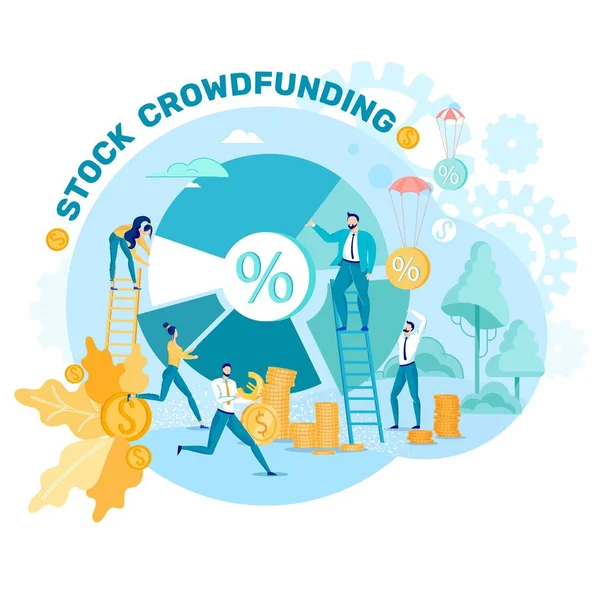 Állományi közösségi finanszírozás és körkörös százalékos ábra — Stock Vector