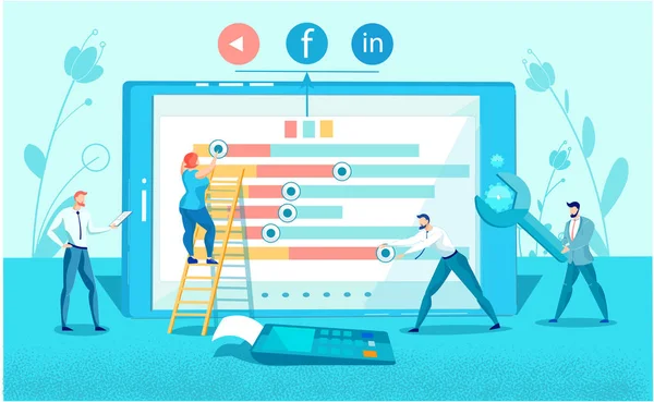 Estrategia de Negocios de E-Marketing en Redes Sociales — Vector de stock